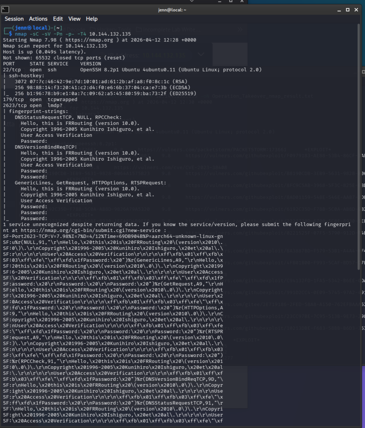 nmap basic scan results